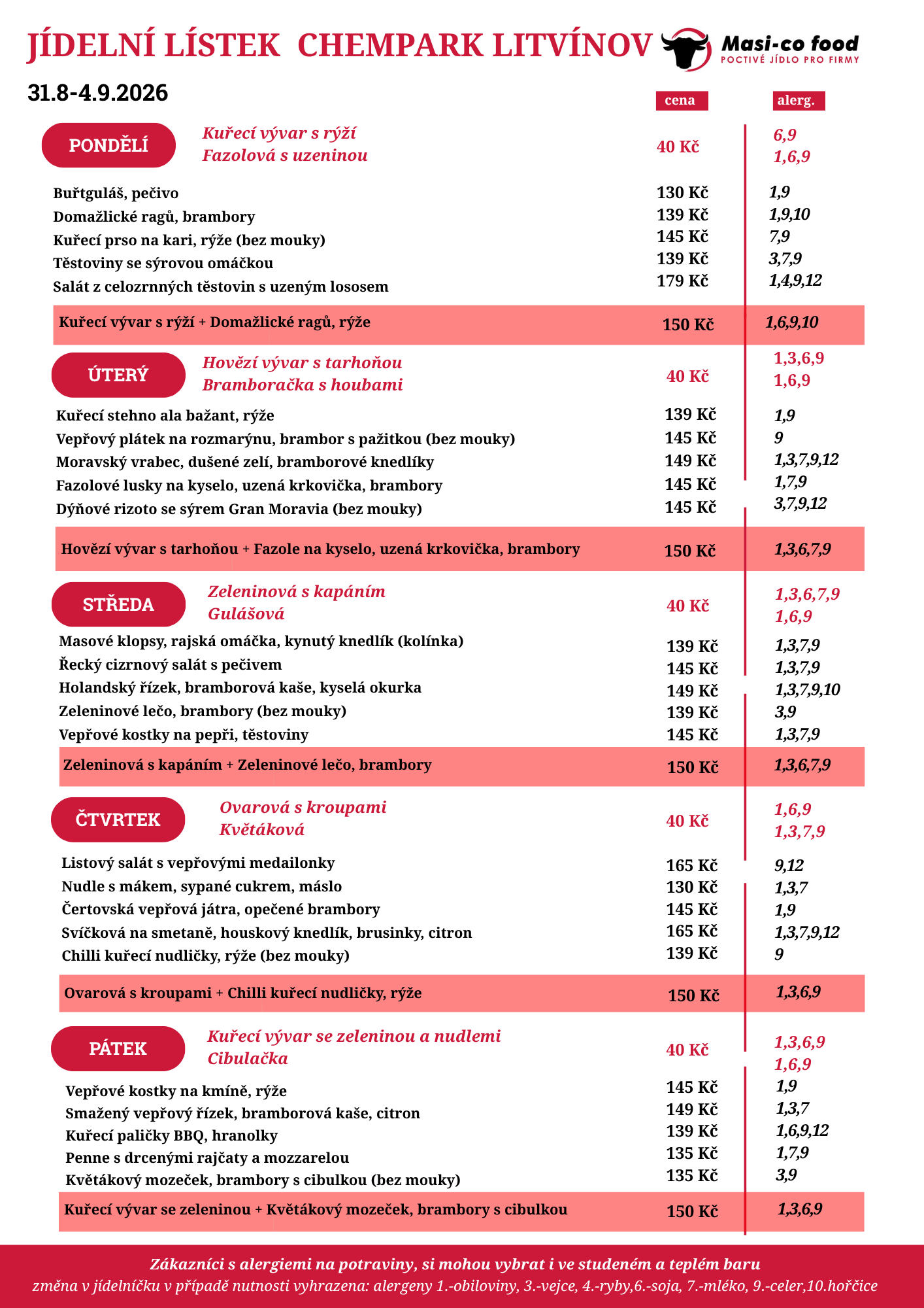 Týdenní menu — tento týden